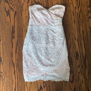 LUSH | Bodycon Strapless White Lace Dress